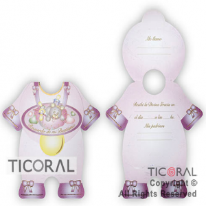 ESTAMPA ENTERITO BAUTISMO ROSA C/STAMPING x 10